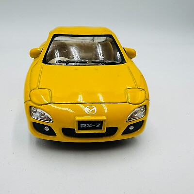#ad Mazda RX 7 Diecast Pullback Car Yellow KinsFun Doors Open $7.95