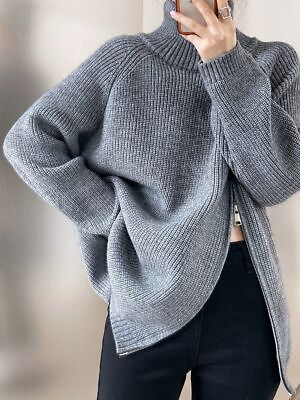 #ad Women Zipper Sweater Long Sleeve Fashion Knitted Coat Casual Jumper $39.99