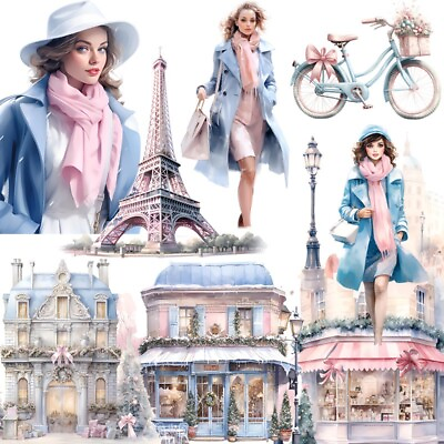 #ad 12 Pcs Paris Girl Fashion Sticker Set Diary Journal Scrapbook Decoration $9.90