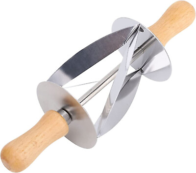 #ad Croissant Cutter Stainless Steel Croissant Roller Slices with Wooden Handle $8.50