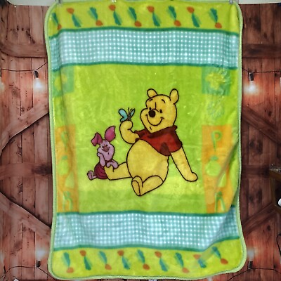 #ad Large Winnie The Pooh Piglet Plush Lux Throw Blanket Disney Butterfly Soft 40x55 $28.99