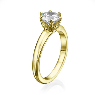 #ad 1 2 Carat F SI1 Brilliant Diamond Engagement Ring Round Cut 14K Yellow Gold $963.90