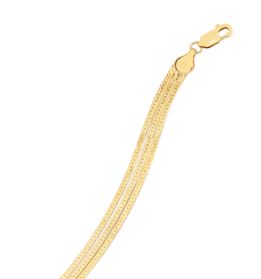 #ad Triple Strand Herringbone Bracelet 14k Yellow Gold 10mm Wide 7quot; Long Lobster Loc $489.00