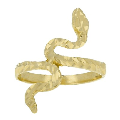 #ad 14k Yellow Gold Diamond Cut Serpent Snake Ring Sizes 5 12 $126.49
