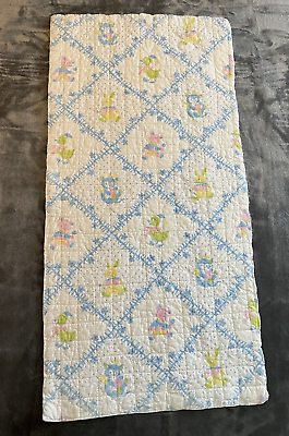 #ad Vintage Cutter Quilt Piece 32 Inches x 15.5 Inches Childrens Fabric Pattern $22.99