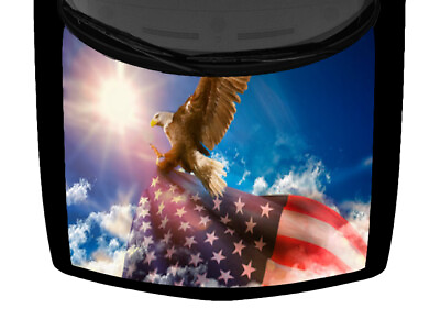 #ad Sky Flying Bald Eagle USA American Flag Hood Wrap Vinyl Car Truck Graphic Decal $140.44