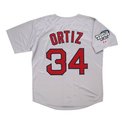 #ad David Ortiz 2004 Boston Red Sox Grey Road World Series Jersey Men#x27;s S 3XL $129.99