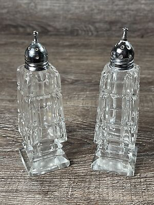 #ad Vintage Cut Glass Salt and Pepper Shaker Set $9.99