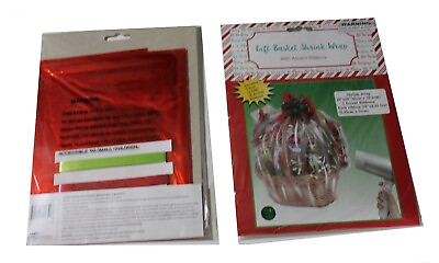 #ad Gift Basket Shrink Wrap Red 24 in. x 30 in. With 3 Accent Ribbons New $8.94