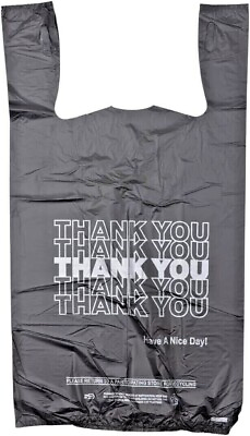 #ad New Black 21 x 6.5 x 11.5 quot;Thank Youquot; T Shirt Plastic Grocery Shopping Bags 350 $15.49