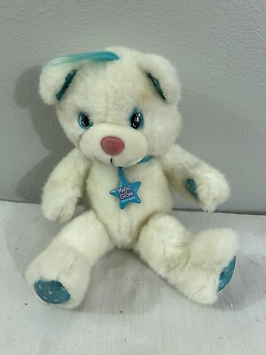 #ad Vintage 1992 15quot; Applause Toys Magic Glow Friend Bear White Blue Plush Rare $35.00