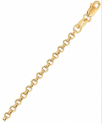 #ad 2.3mm Rolo Link Chain Necklace Real 14K Yellow Gold $302.49