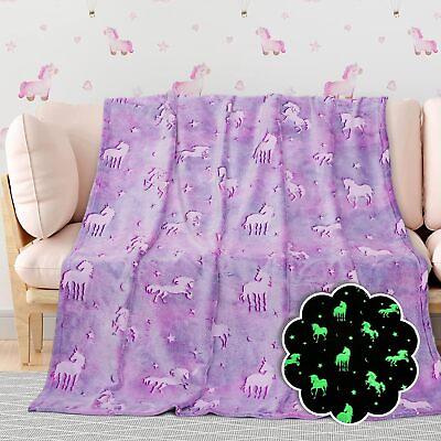 #ad Unicorn Gifts Purple Glow in The Dark Blanket for Kids Unicorns Toys $43.28