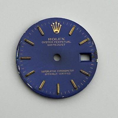 #ad Original Rolex Date Dial 26mm Patina Blue Stick Two Tone Model 6917 Rare $250.00