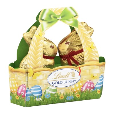 #ad Lindt Gold 2 Bunnies Easter Basket Milk Chocolate Chocolate Candy 3.5 oz Bunny $16.79