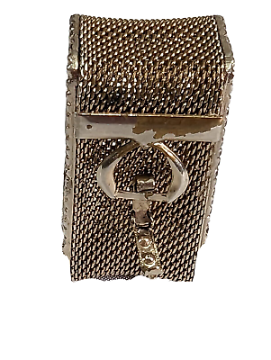 #ad vinaigrette pill box container antique mesh gold tone perfume art deco jewelry $59.95