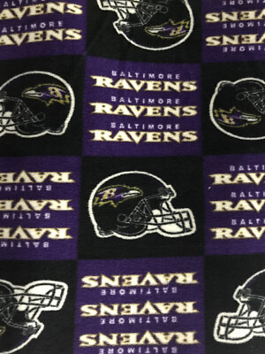 #ad NFL Baltimore Ravens Block Edition Licensed Fleece Fabric SOLD BY THE YARD $20.90