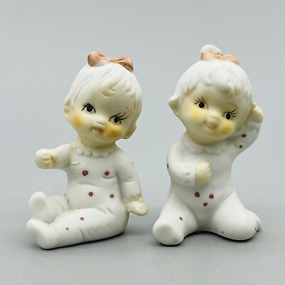 #ad VTG Piano Babies in Pajamas Mini Miniature Bisque Porcelain Figurines Flambro $15.99