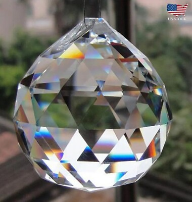 #ad 2pc 40mm Suncatcher Clear Crystal ball Rainbow Maker Prism $7.99
