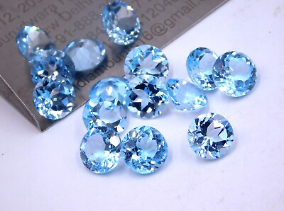#ad 8 MM Natural Blue Topaz Round Cut Lot Loose Gemstone For Jewelry Making P 2061 $11.03