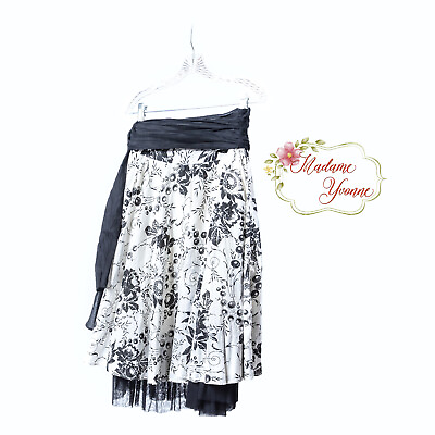 #ad charming black and white cotton skirt with crinoline size M $40.00