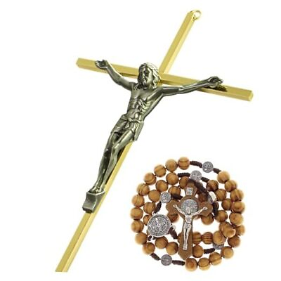 #ad Crucifix Wall Cross Handmade Catholic Crosses with Wooden Rosary Jesus $21.93