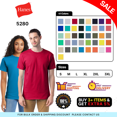 #ad Hanes 5280 Mens Short Sleeve Plain ComfortSoft Cotton Crew Neck Stylish T Shirt $14.18