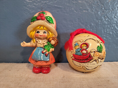 #ad Plastic Blow Mold Christmas Holiday Ornament Girl Ball Made In Japan Vintage $15.00