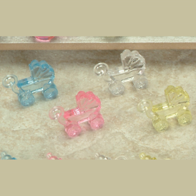#ad Mini Acrylic 1 1 4quot; FLAT CARRIAGE Baby Shower Charm Choose Color amp; Pack Amount $1.49