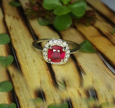 #ad Natural Red Ruby 925 Sterling Silver Ring Size 6.50 US Certified Ring 2.20gram $79.98