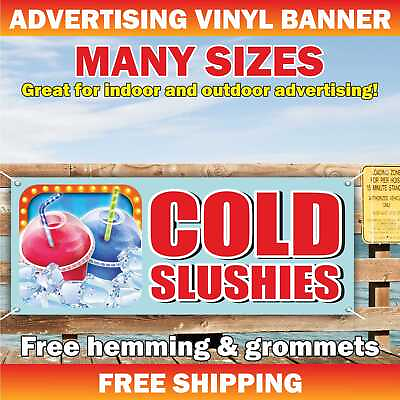 #ad COLD SLUSHIES Advertising Banner Vinyl Mesh Sign Drink Ice Cold Fruit Cola Bar $219.95