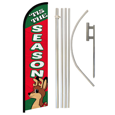 #ad Tis the Season Full Curve Windless Swooper Flag amp; Pole Kit Christmas Xmas $79.95