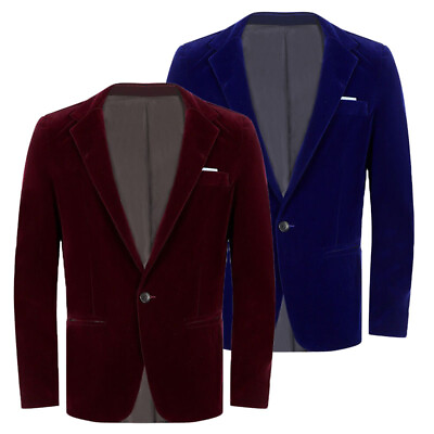#ad Mens Velvet Blazer Slim Fit Jacket Wedding Party Gown Gentleman Formal Outerwear $8.53