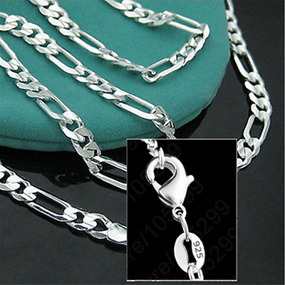 #ad 925 Sterling Silver Plated 16 30Inch 2.5MM Chain Fashion Men Figaro Necklace $1.79
