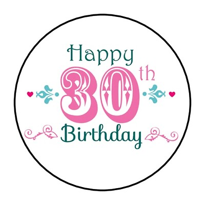 #ad 30 30TH BIRTHDAY ENVELOPE SEALS LABELS STICKERS 1.5quot; ROUND FAVORS $2.64