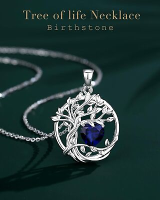 #ad Tree of Life Necklace Women Sterling Silver Jewelry Pendant Birthstone Necklace $177.03
