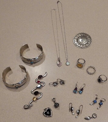 #ad Sterling Silver Jewelry Lot 925 Earrings Necklaces Bracelets $218.88