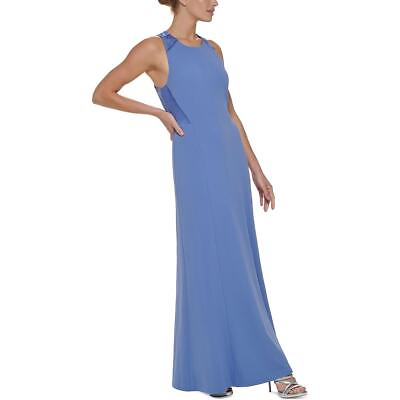 #ad DKNY Womens Blue Criss Cross Back Maxi Evening Dress Gown 6 BHFO 8348 $18.99