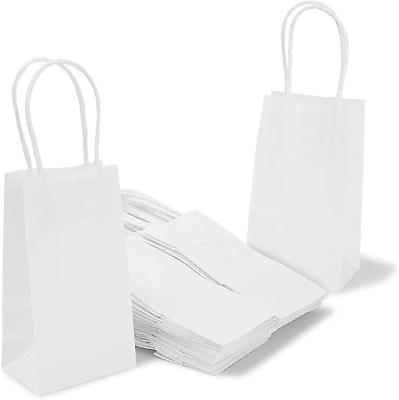 #ad #ad Small Kraft Paper Gift Bags with Handles White 3.5 X 6.25 In 50 Pack $24.99