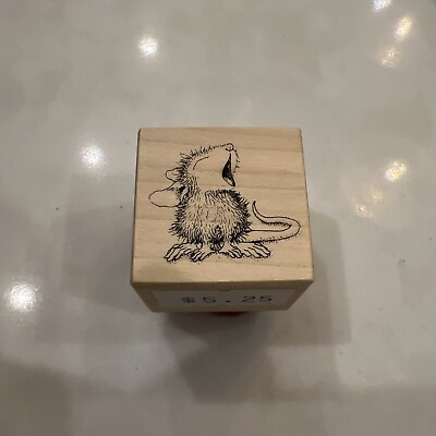 #ad House Mouse Designs Mini Monica Yawning B323 Wood Mounted Rubber Stamp $9.99