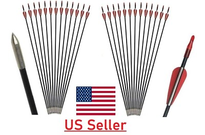 #ad 20X Archery Fiberglass Arrows Target Hunting Recurve Compound Bow Practice 31quot; $24.99