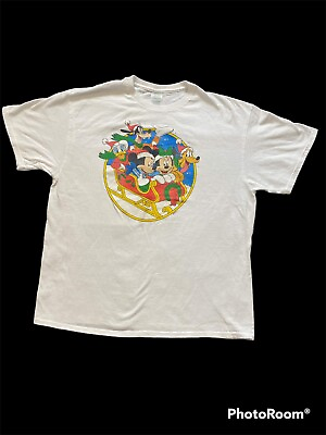 #ad Vintage Disney Mickey Sleigh Squad Christmas Mens T Shirt XL Holiday $24.99