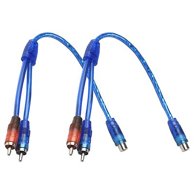 #ad 2pcs RCA Y Splitter Audio Jack Cable Adapter 1 Female to 2 Male Connector Blue $5.99