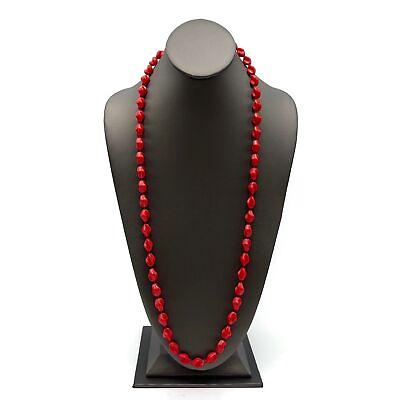#ad Sarah Coventry 70#x27;s Vintage Red quot;Holidayquot; Plastic Twisted Bead Fashion Necklace $19.99