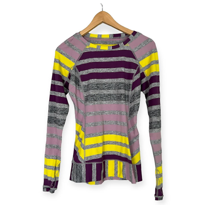 #ad Lululemon Race Your Pace Long Sleeve Top Size 4 Purple Yellow Gray Striped Tee $39.97