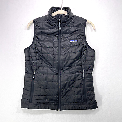 #ad Patagonia Vest Women Small Black Nano Puff Primaloft Insulated Outdoor Quilted $44.00