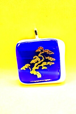 #ad HANDMADE Jewelry Pendant Tone Blue.For Necklace Fused Glass Crafts New Gift $27.99