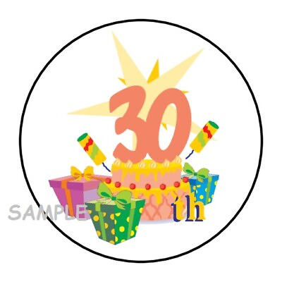 #ad 30 30TH BIRTHDAY ENVELOPE SEALS LABELS STICKERS 1.5quot; ROUND FAVORS $2.64