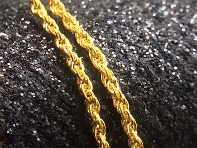 #ad #ad Pure 18K Yellow Gold Necklace Fine Solid 18CT Gold Rope Chain Twist Singapore $93.93