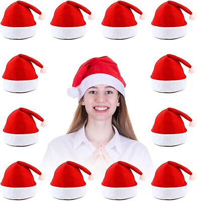 #ad Santa Hats Bulk Plus Size12 Pack UnisexSoft Felt Thickened Party Christmas $34.99
